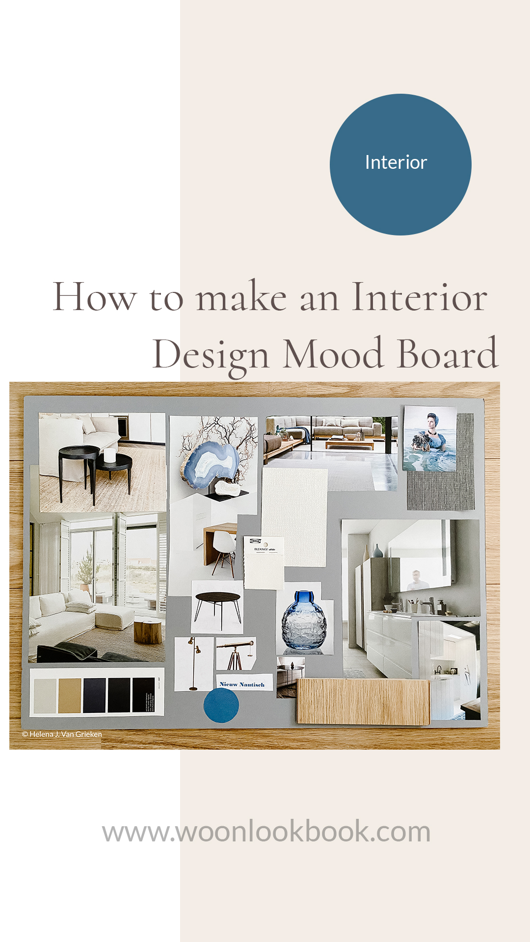 image of a pinterest pin, how to make an interior design mood board.